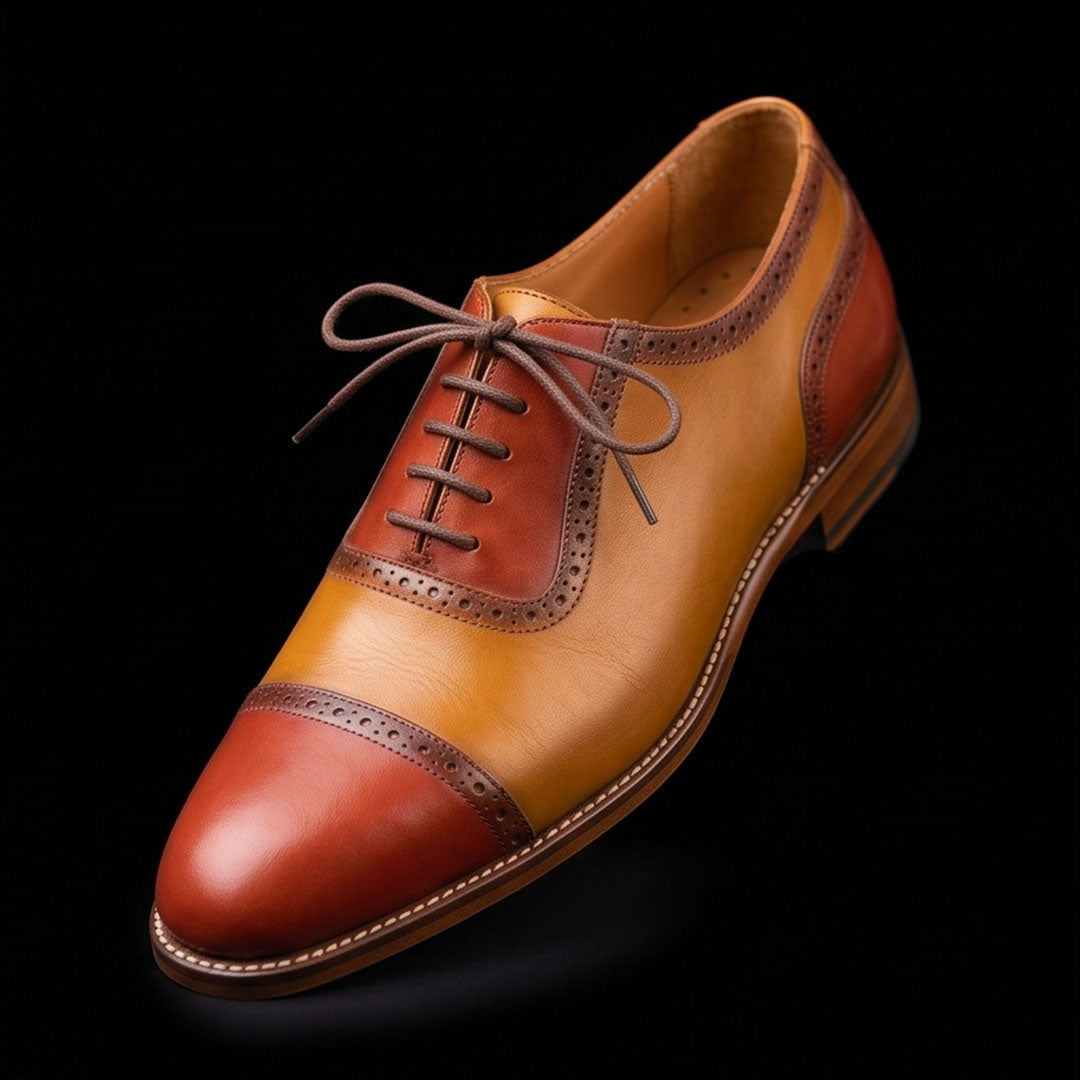 Men's Two Tone Brown Leather Oxford Shoes