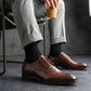 Men's derby in dark brown leather with square toe design