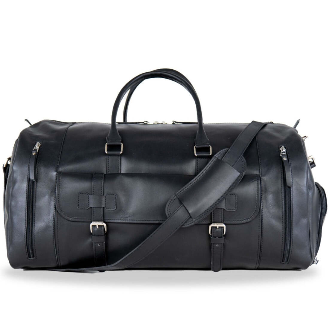 Alpha 46L Leather Duffle - Black