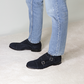 Double buckle men's shoe in blue suede