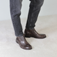 Handmade classic dark brown leather men's ankle boots