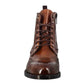 Men's high amphibious brogue boot in tan leather