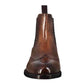 Men's chelsea boot with brogue details in brown leather with elastic