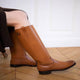 Tan Brown Patina Leather Equestrian Horse Riding Boots