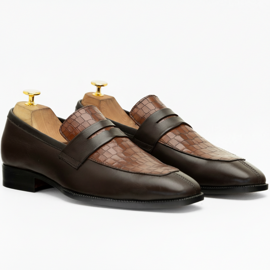 The Langston | Crocodile Penny Loafers