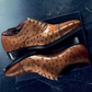 Men's Tan Ostrich Impression Leather Oxford Shoes