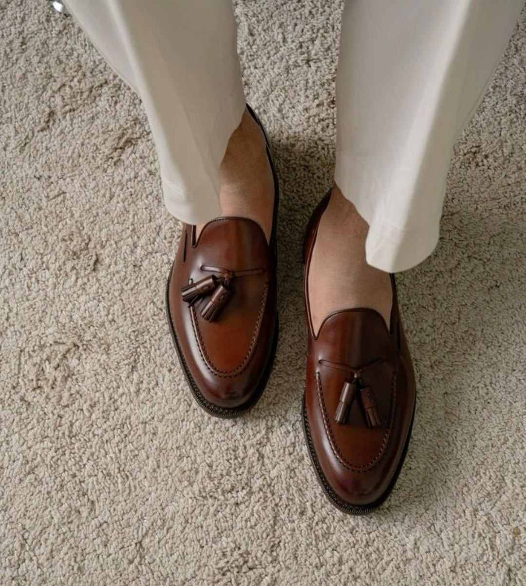 Men's Dark Brown Leather Tassel Loafers