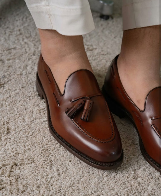 Men's Dark Brown Leather Tassel Loafers