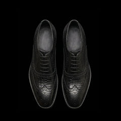 Wingtip Brogue Oxford Croc Black