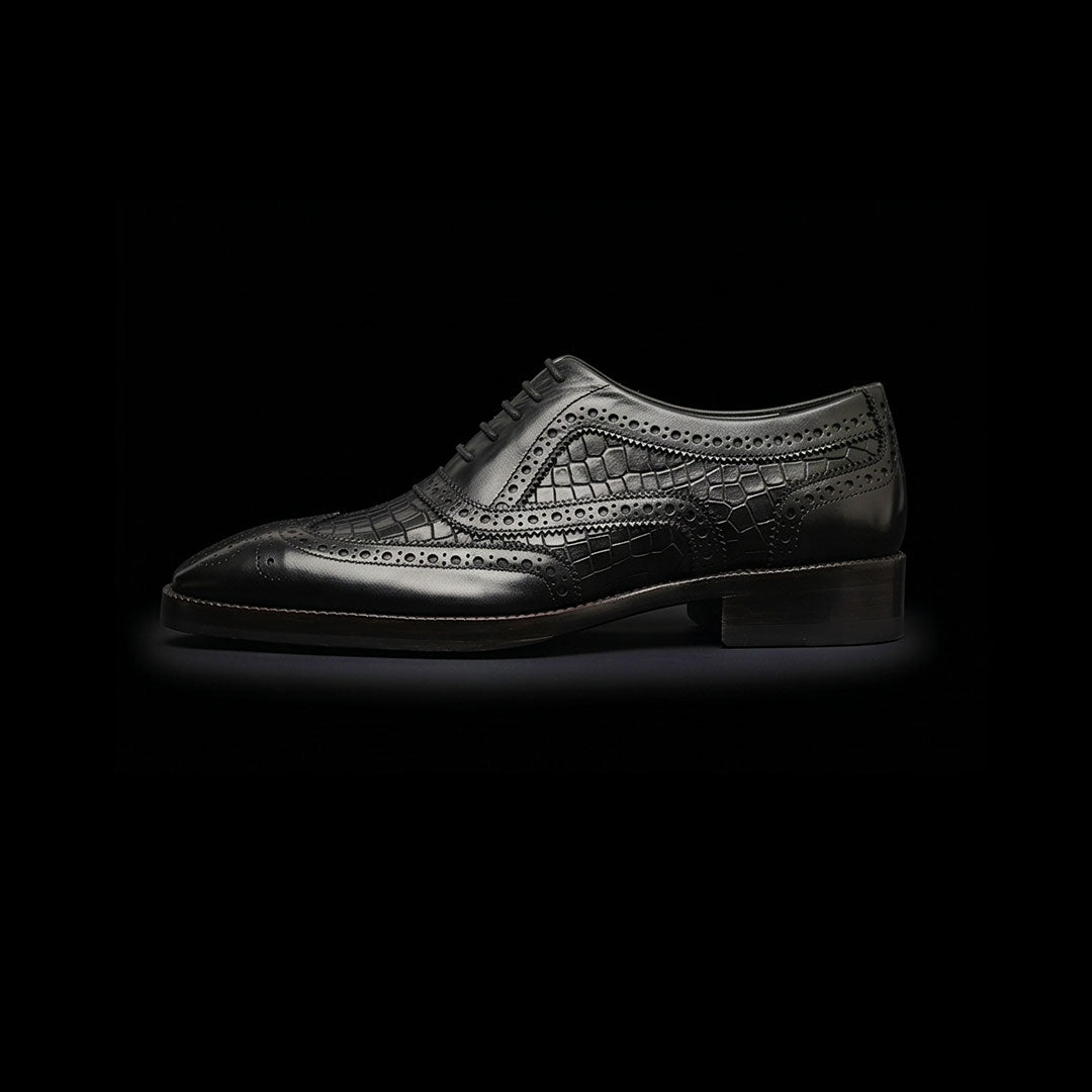 Wingtip Brogue Oxford Croc Black