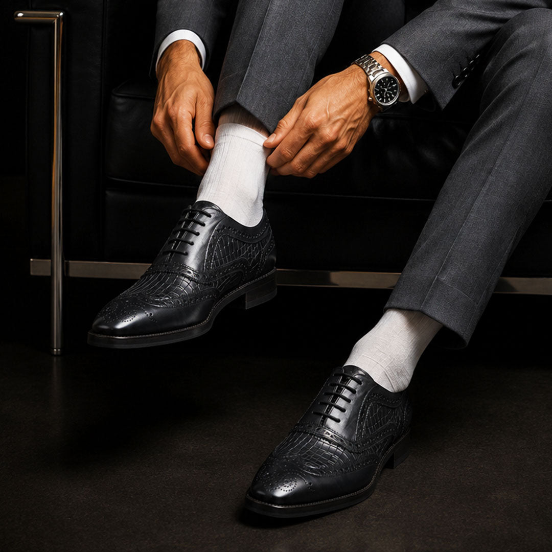 Wingtip Brogue Oxford Croc Black