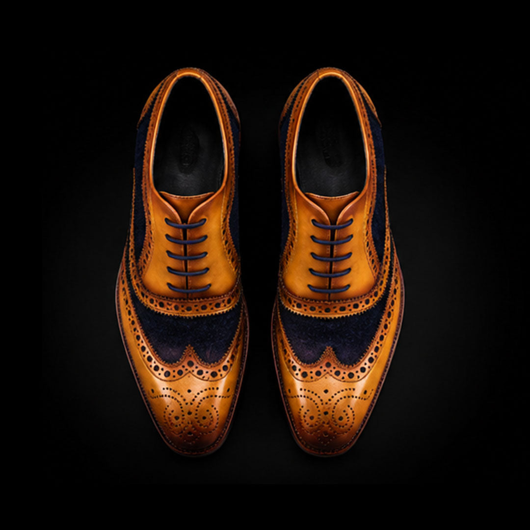 Wingtip Brogue Oxford Navy Suede