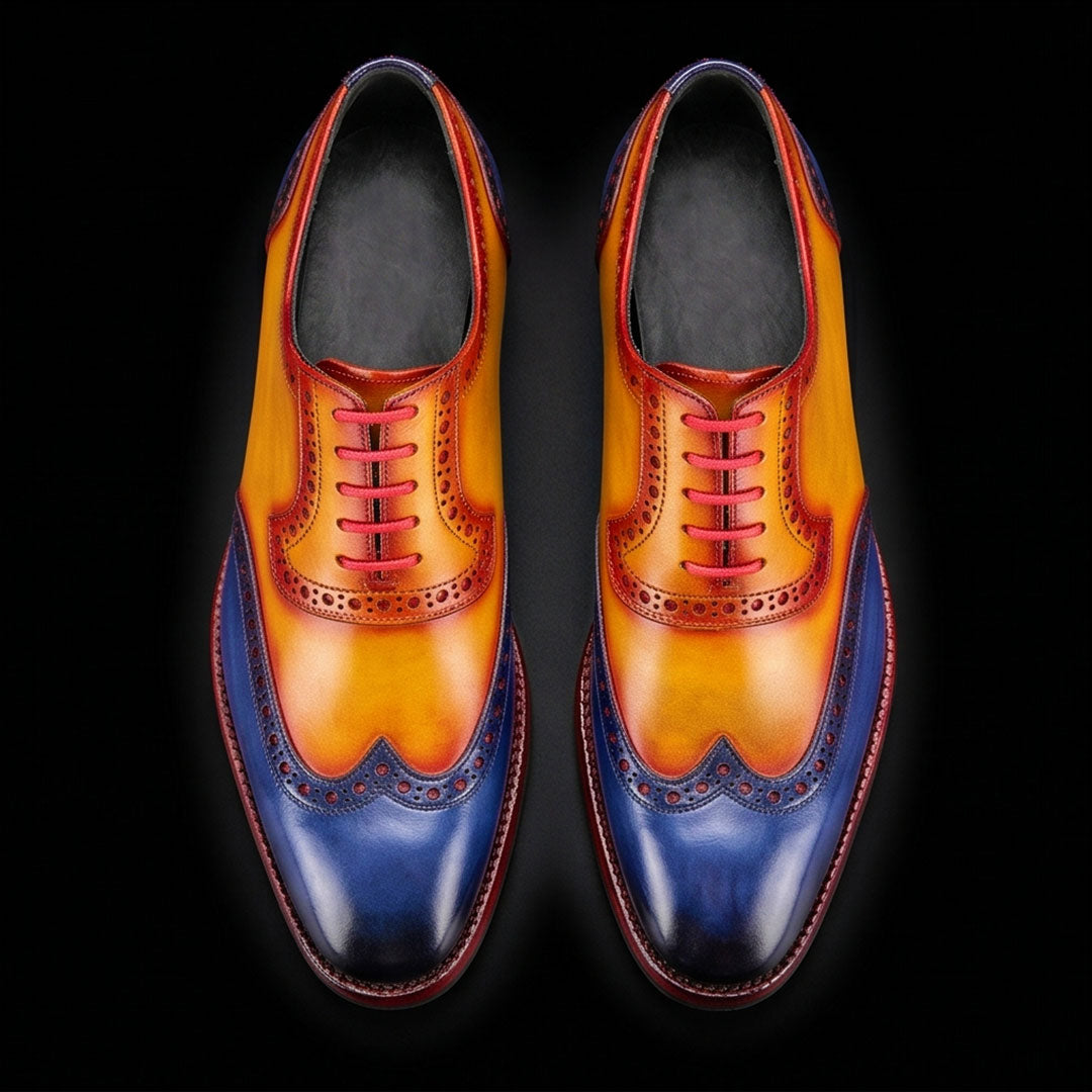 Wingtip Brogue Oxford Tan & Navy