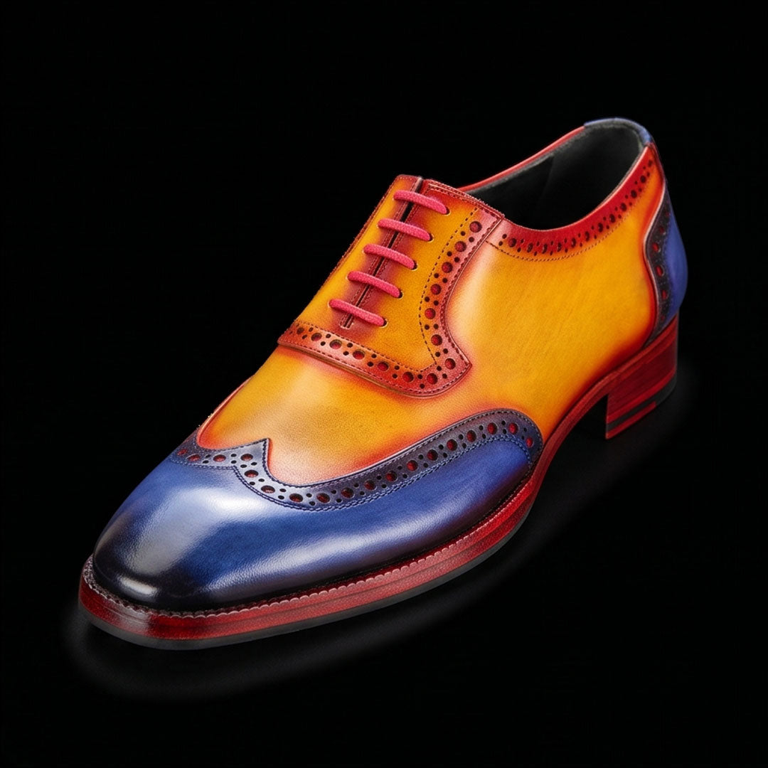 Wingtip Brogue Oxford Tan & Navy