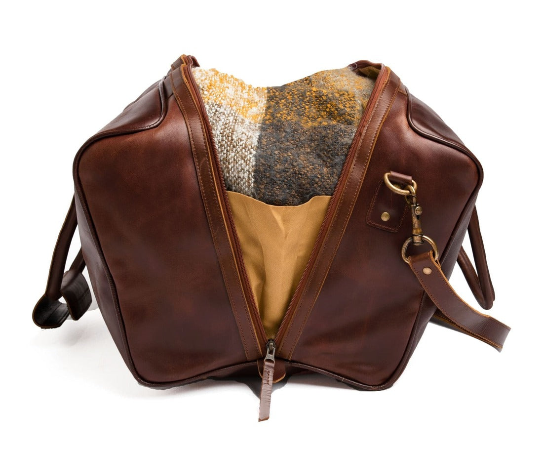 Big Mouth 40L Leather Duffle - Antique Brown