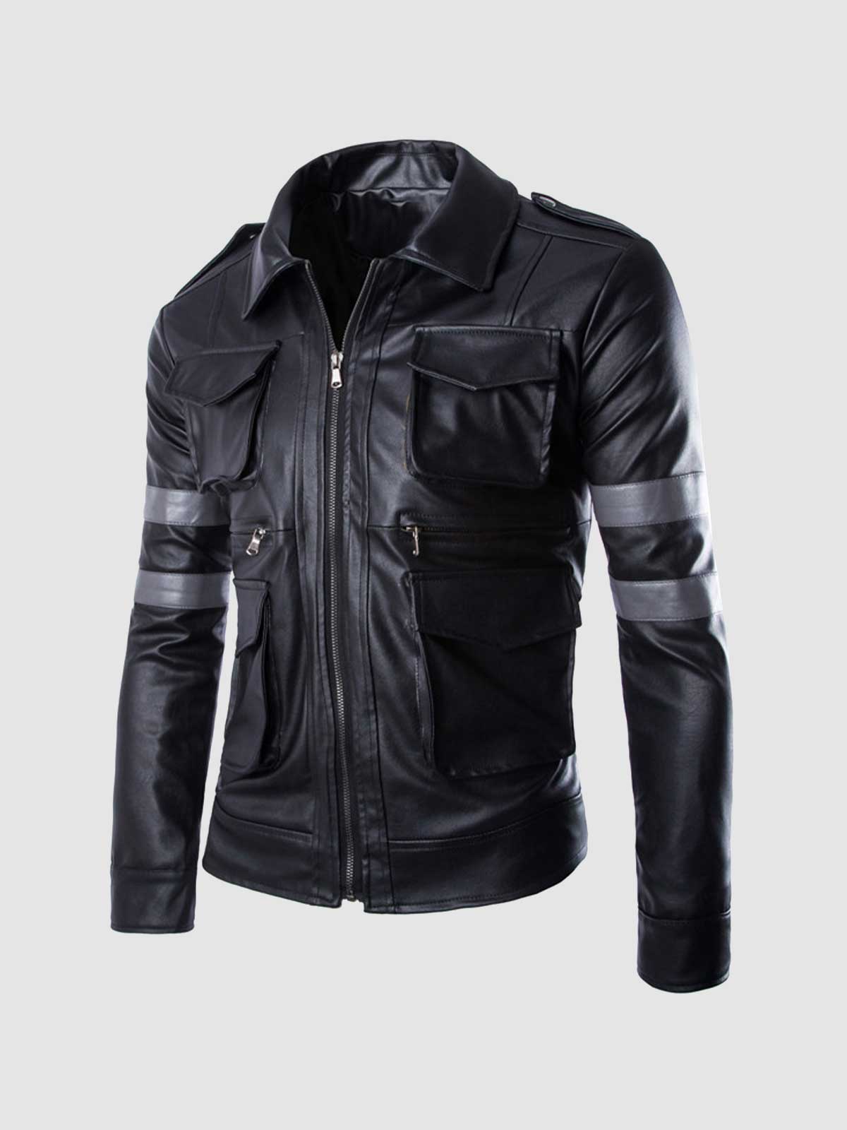 Black Jacket with Gray Stripes