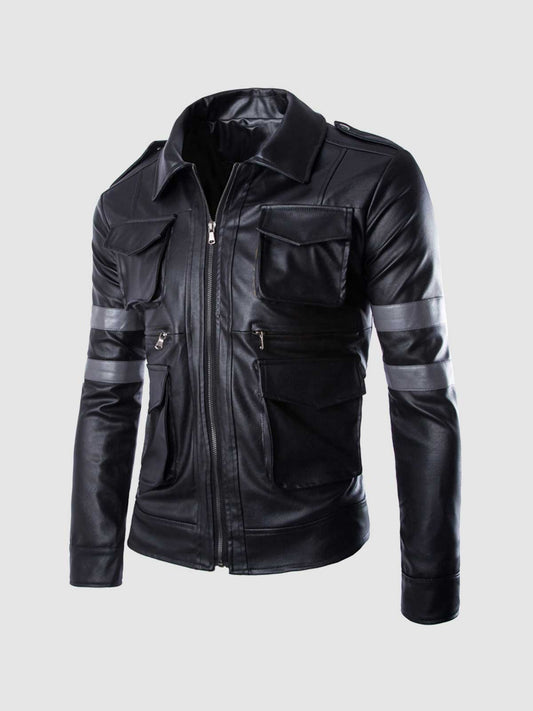 Black Jacket with Gray Stripes