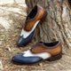 Men's Tri Tone Patina Leather Wingtip Oxford Shoes