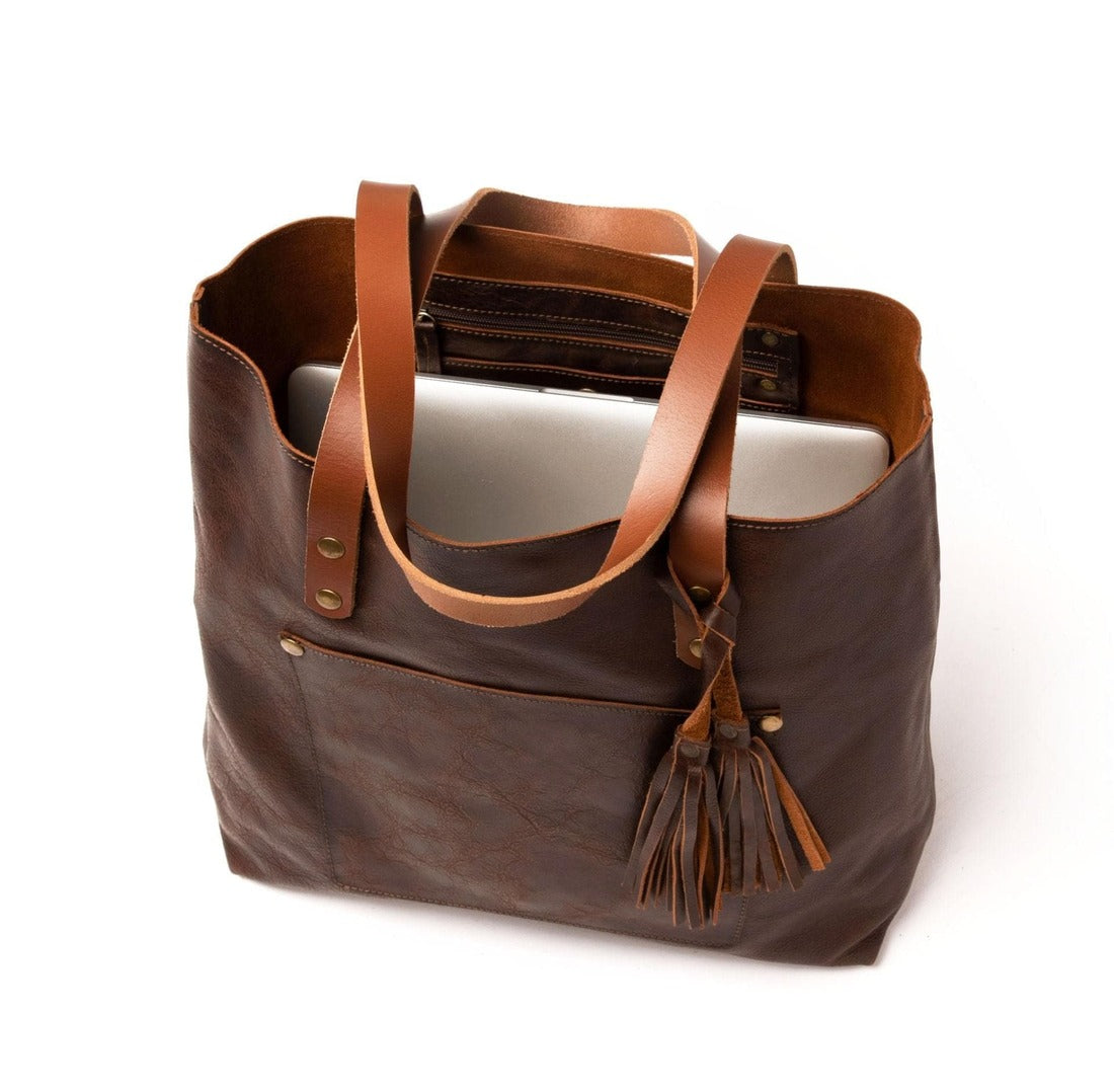Leather Tote Bag - Coffee Brown