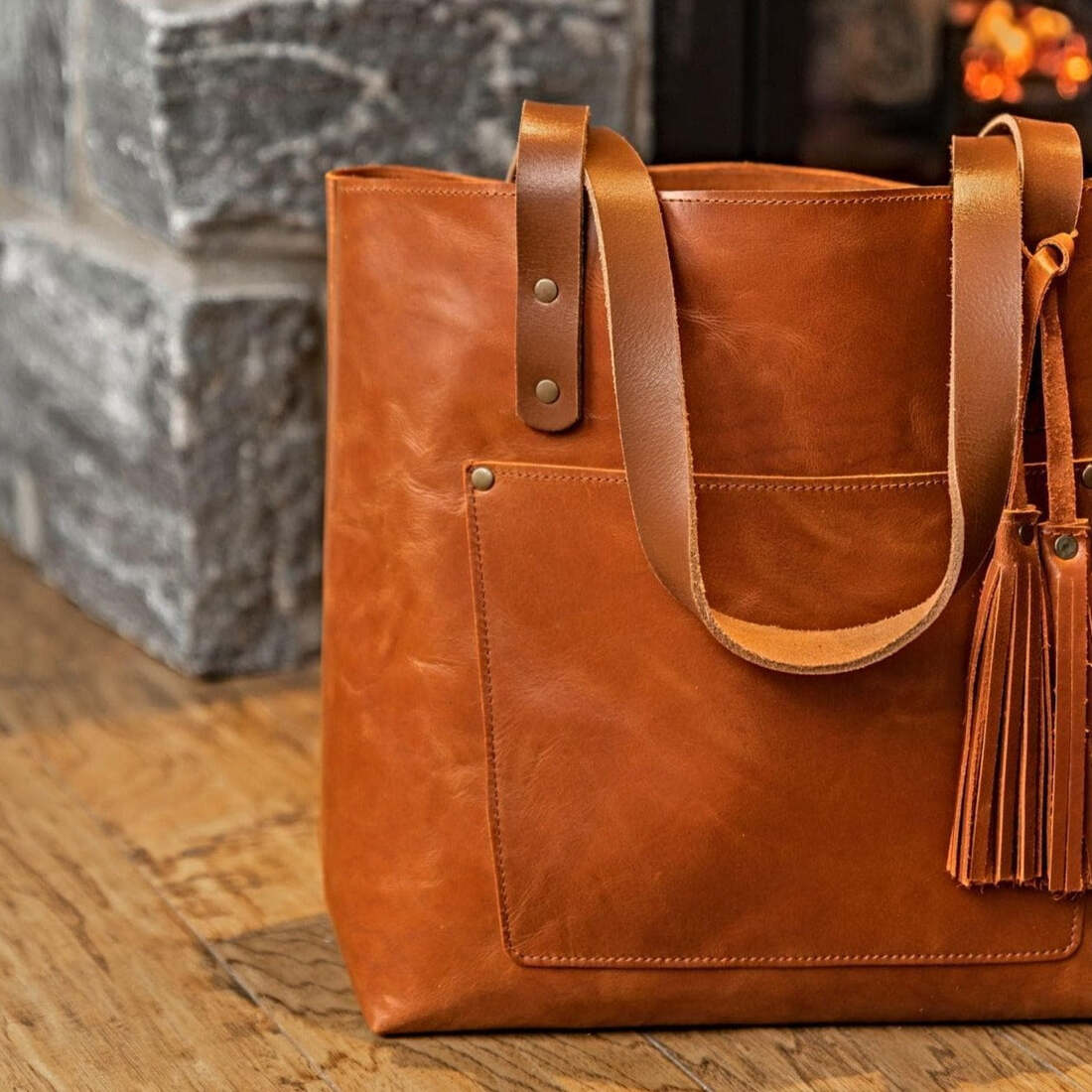 Leather Tote Bag - Hazelnut Brown