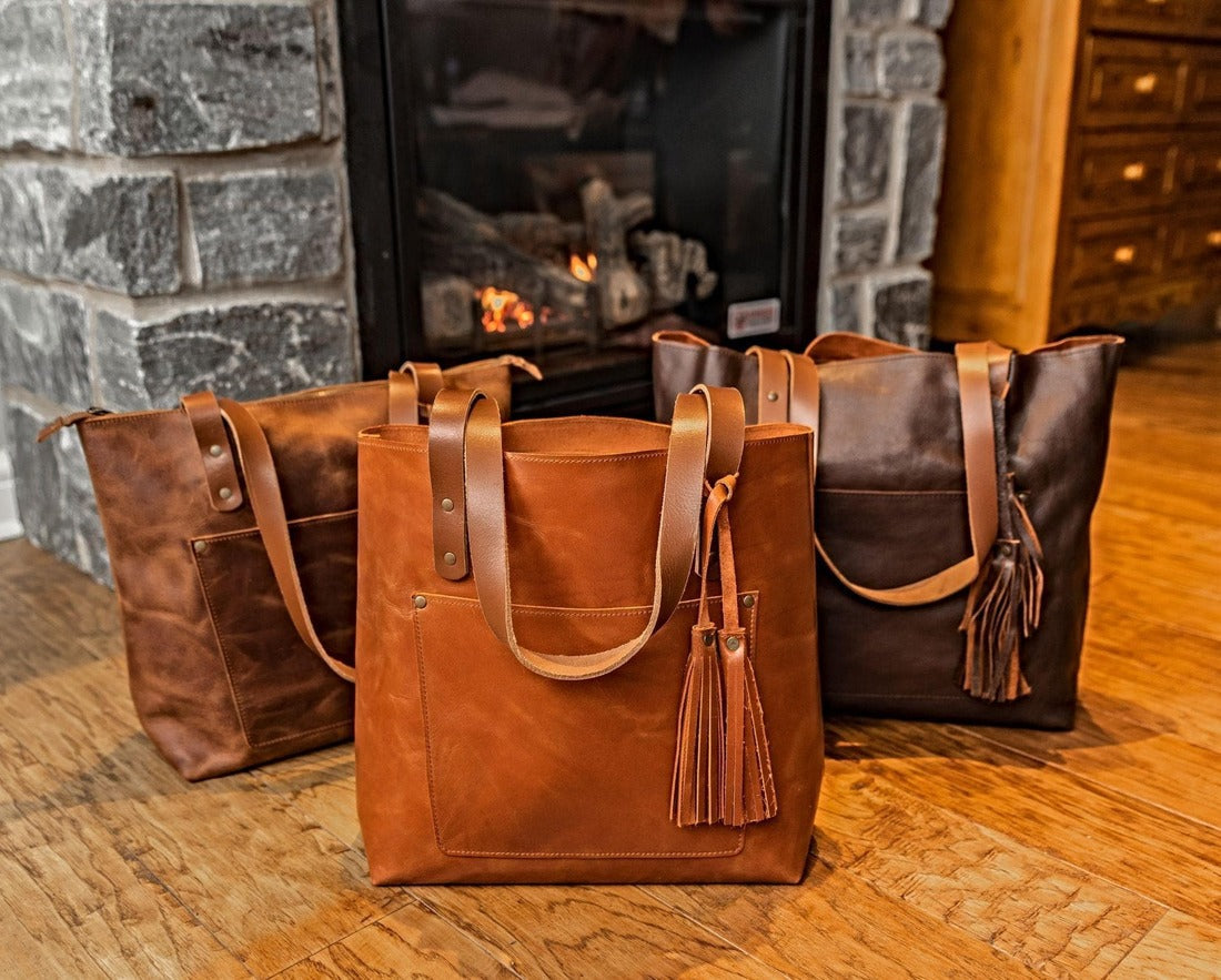 Leather Tote Bag - Coffee Brown