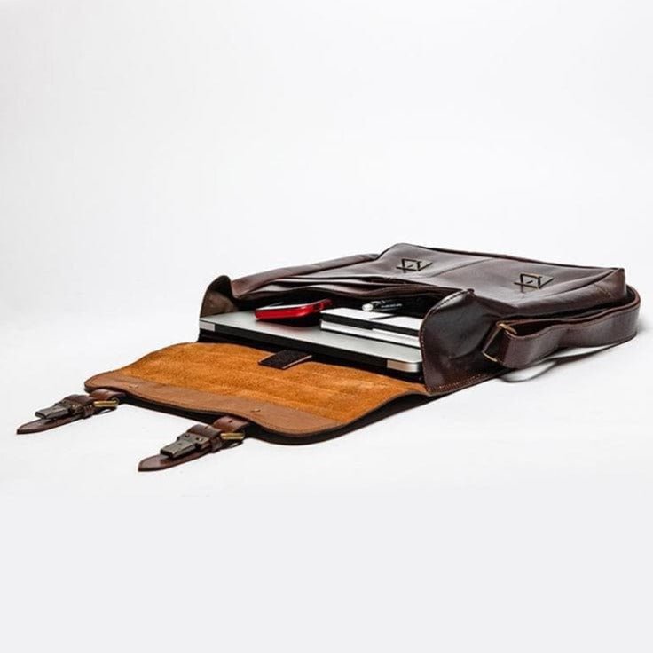 Coarse Leather Messenger - Antique Brown