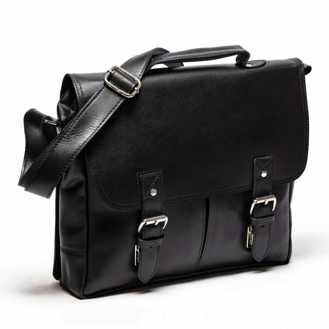 Coarse Leather Messenger - Black