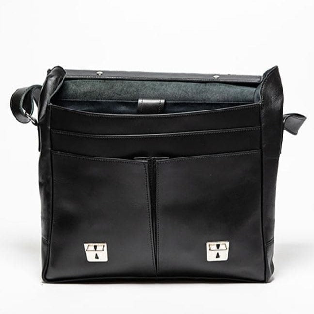 Coarse Leather Messenger - Black