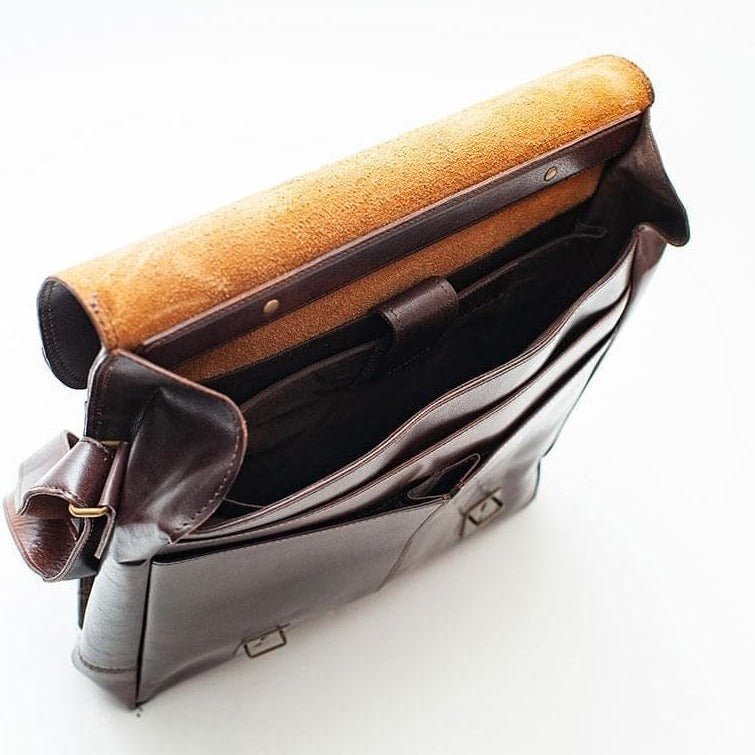 Coarse Leather Messenger - Antique Brown