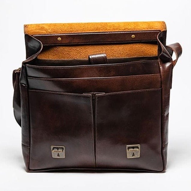 Coarse Leather Messenger - Antique Brown
