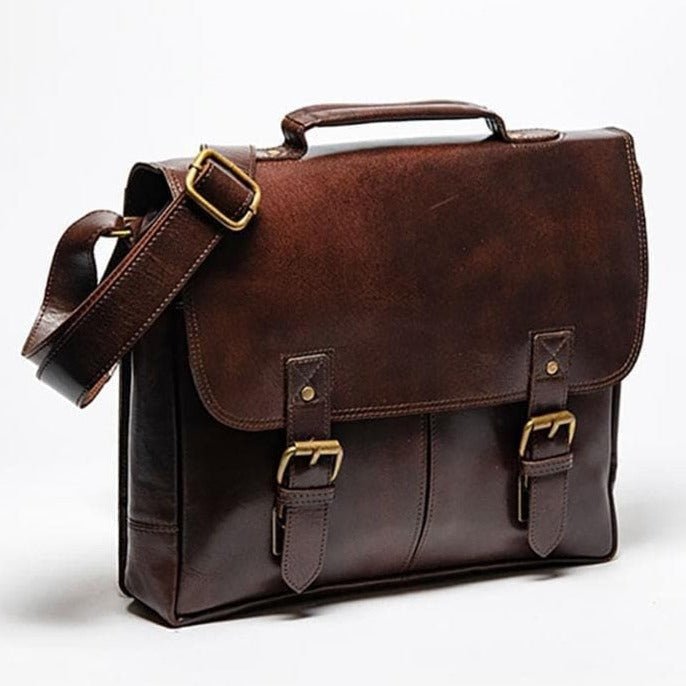 Coarse Leather Messenger - Antique Brown