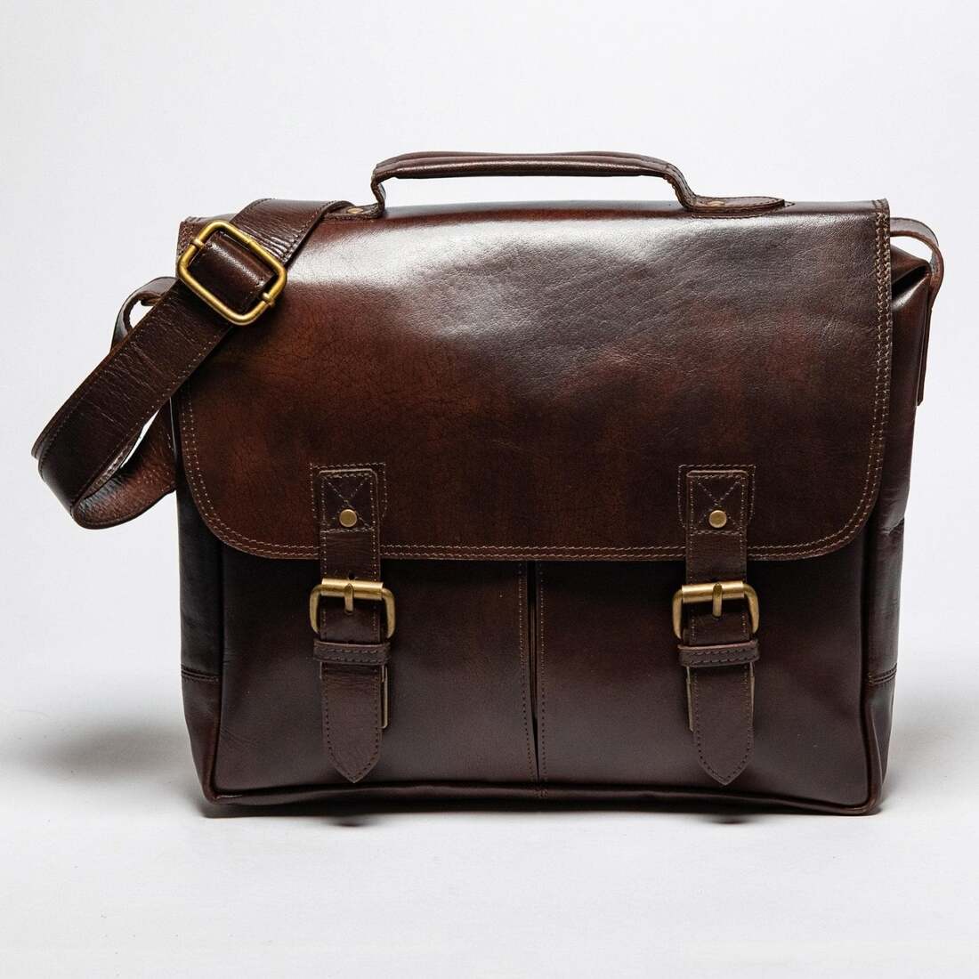 Coarse Leather Messenger - Antique Brown