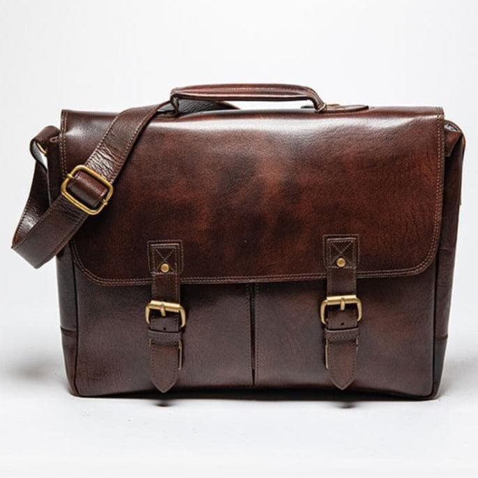 Coarse Leather Messenger - Antique Brown