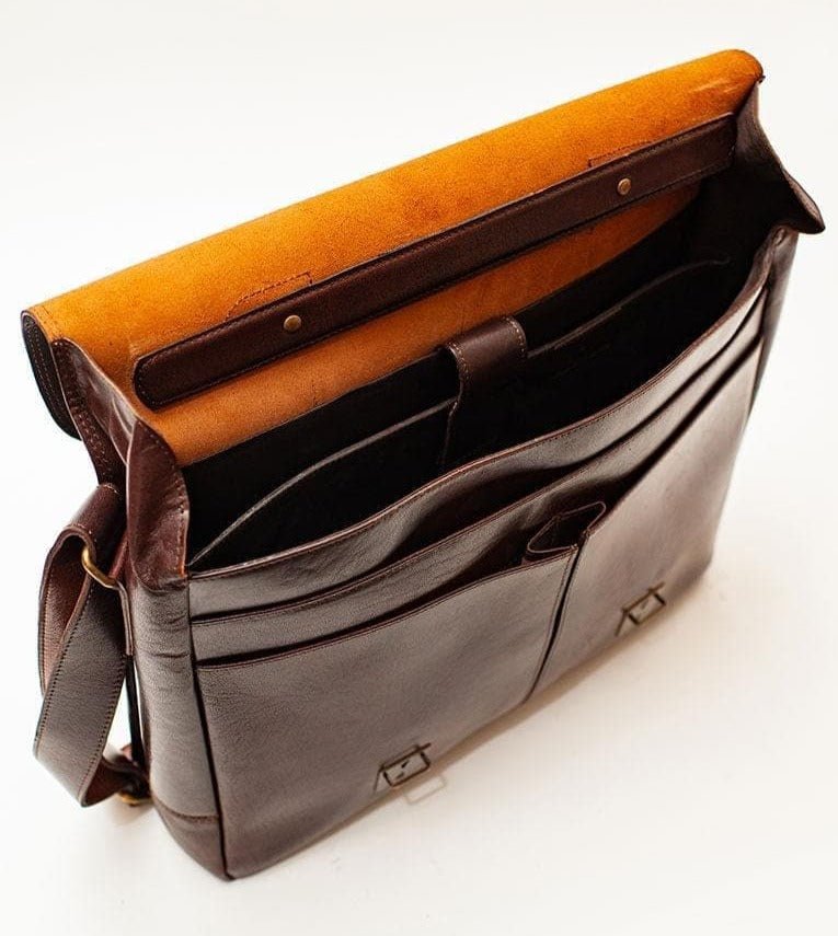 Coarse Leather Messenger - Antique Brown
