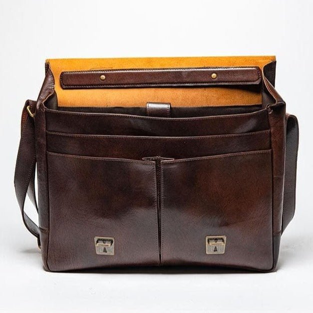 Coarse Leather Messenger - Antique Brown