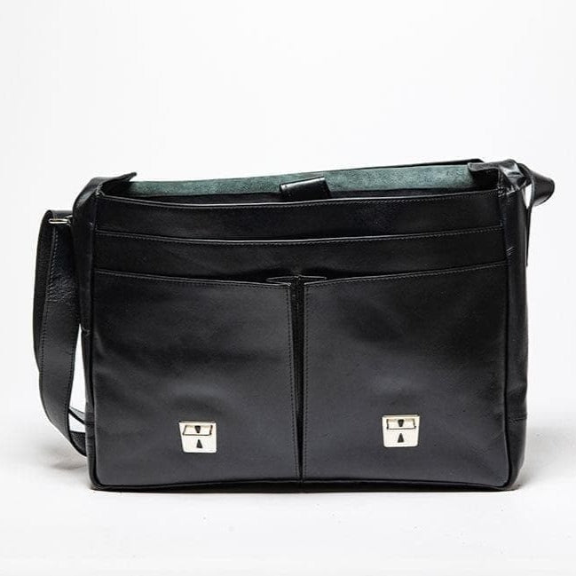Coarse Leather Messenger - Black