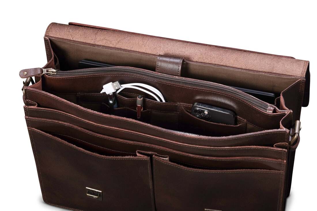 Complete Leather Briefcase - Antique Brown