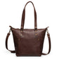 Crossbody Leather Tote - Saddle Dark