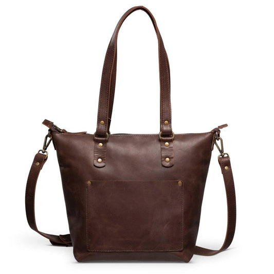 Crossbody Leather Tote - Saddle Dark