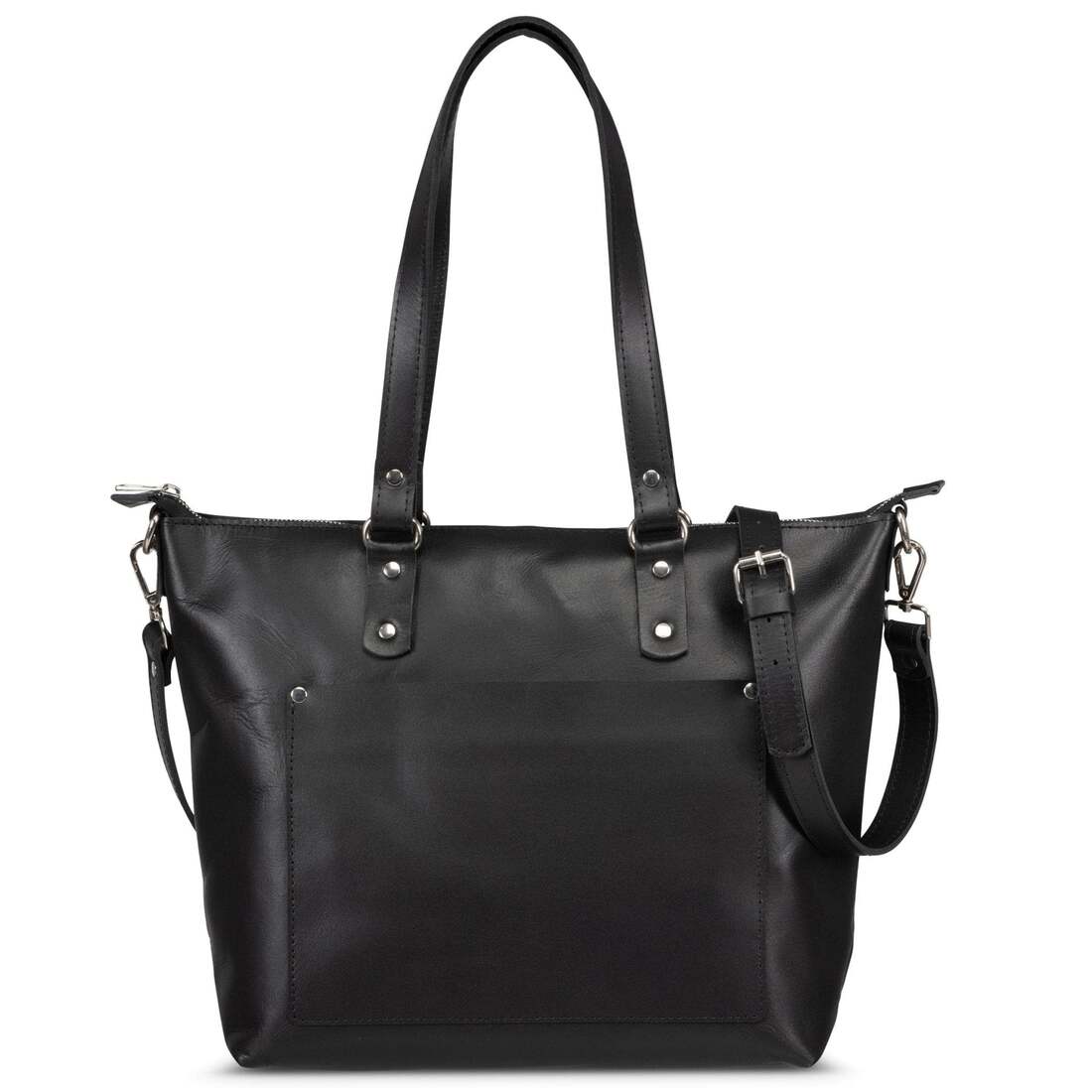 Crossbody Leather Tote - Black