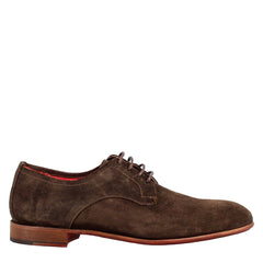 Elegant men's brown derby in suede leather