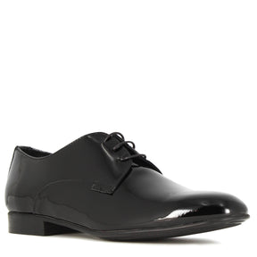 Elegant men's derby in shiny black leather