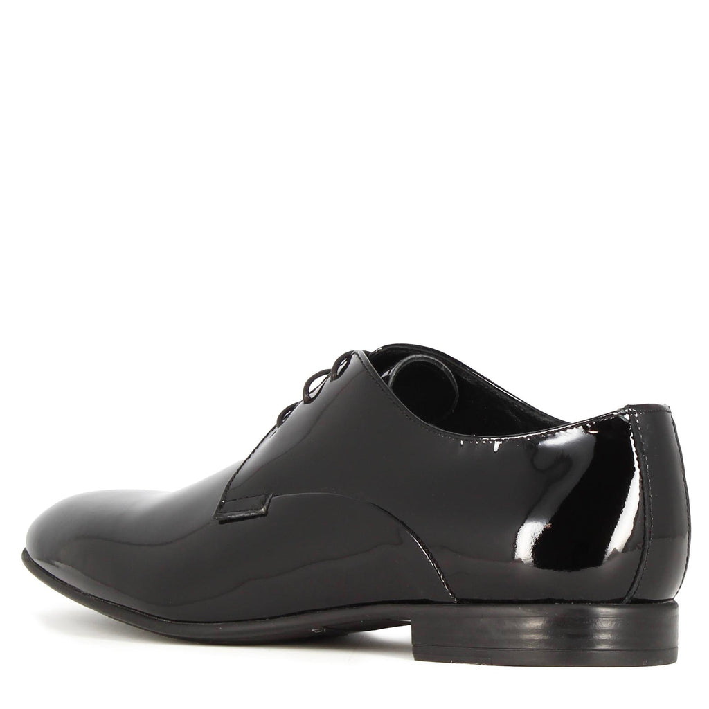 Elegant men's derby in shiny black leather