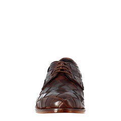 Men's elegant vintage dark brown derby in woven leather