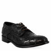 Elegant vintage black derby for men in woven leather