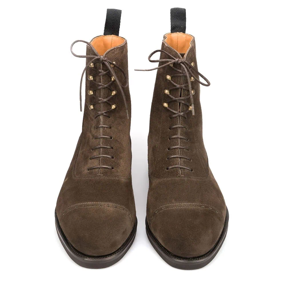 Men's Brown Suede Leather Ankle High Dress Boots