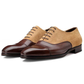 Men's Brown-Beige Suede Leather Cap Toe Dress Shoes