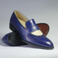 Men's Blue & Beige Patina Leather Moccasin Loafers