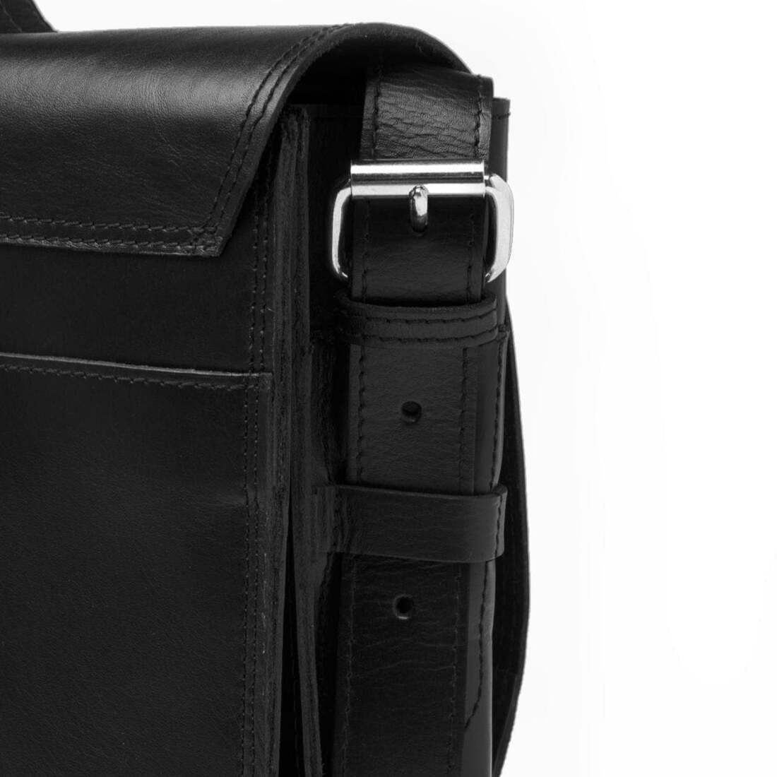 Front Pocket Leather Briefcase - Black