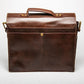 Front Pocket Leather Briefcase - Antique Brown